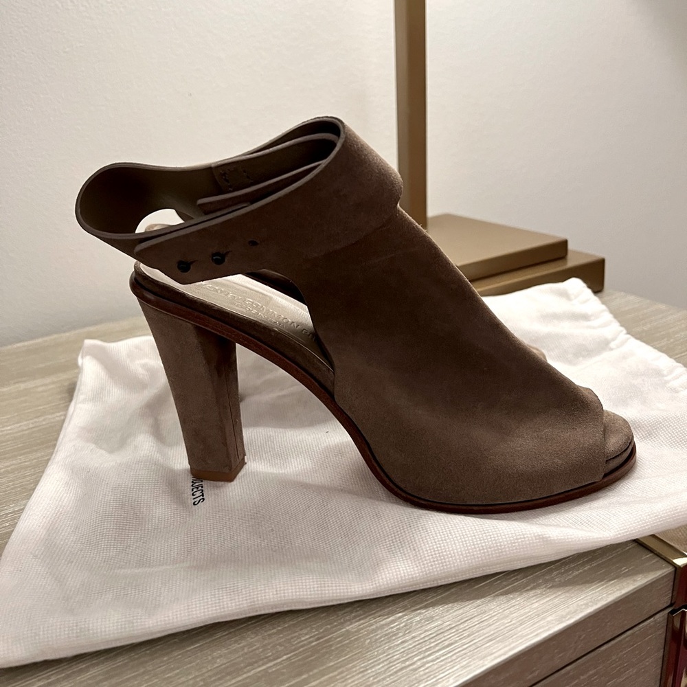 Common Projects Taupe Suede Open Toe Heel With An… - image 1